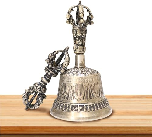 Dharma-Glocke – 14,5 Cm Große Tibetische Gebetsglocke, Erleuchtungs-Dorje | Ring | Komfortables Dorje-Set Für Heilmeditation Für Rituelle Zeremonien, Spirituelle Praxis, Zen-Harmonie, Gleichgewicht, En