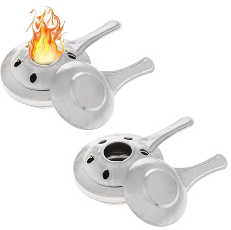 WQNNQW 2 quemadores de fondue de acero inoxidable, recipiente para pasta de combustión, fondue portátil, para olla caliente, cocina seca, exterior, camping, senderismo, buffet