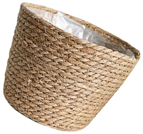 ibasenice Panier à Plantes Tressé en Paille Naturelle Pot de Plante Rustique Moyen Jardinière D’intérieur et Extérieur pour Succulentes et Décorations Résistant et Multifonction Balcon