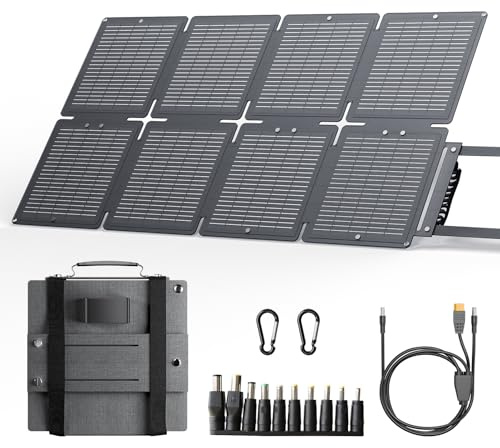 60W Solarpanel Faltbar, Tragbares Outdoor Solar Ladegerät IP67 Wasserdichtes mit 3 Anschlüsse (USB-C+USB-A+DC) für Outdoor Camping, Smartphone, Mobile Powerbank
