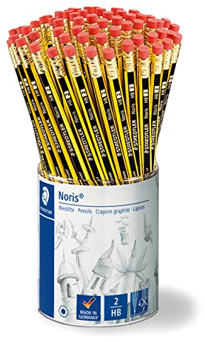 STAEDTLER Bleistifte mit Radiergummi Noris, HB, sechskantformat, hohe Bruchfestigkeit durch spezielle Minenrezeptur und hartverleimte Mine, Set mit 72 Bleistiften im Köcher, 122 KP72