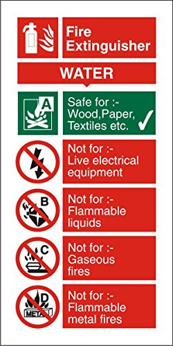 Seco Water Fire Extinguisher Sign, 100mm x 200mm - Self Adhesive Vinyl