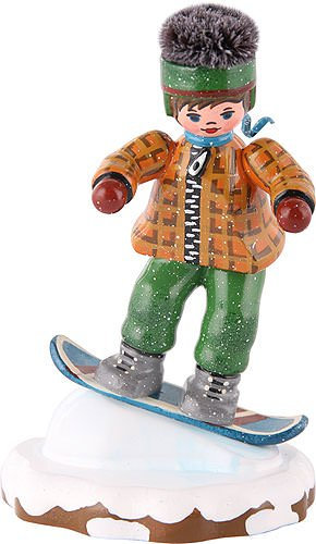 Kleine Figuren & Miniaturen Winterkinder Snowboardfahrer - 8cm - Hubrig Volkskunst