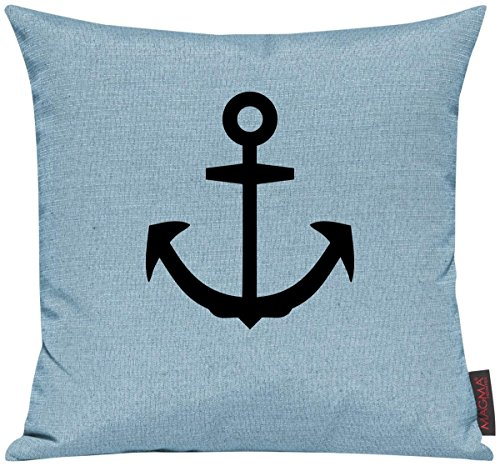 Shirtinstyle Kissenhülle Kissenbezug Sofakissen Motiv Heimathafen, Family, Anker, Maritim Urlaub Wasser See, Größe 40 x 40cm, Farbe Tuerkis