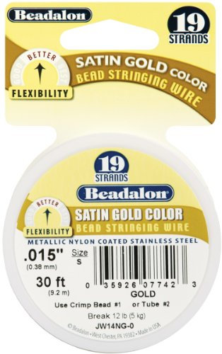 Beadalon Stringing Wire 19-Strand .015 X30'-Satin Gold