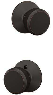 Schlage F10 BWE 716 Bowery Passage Lock Knob, Aged Bronze | Hall or closet door knob with no lock, Easy to install, Certified durability, Universal fit