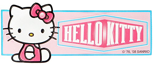 alles-meine.de GmbH 1 Stück 3-D Effekt - Aufkleber/Sticker - Helllo Kitty - Logo Emblem rosa - wasserfest & wasserabweisend - für Textilien/Stoff/Metall - selbstkleben..