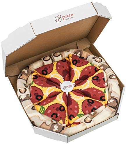 Rainbow Socks - Damen Herren Pizza Socken Box Pepperoni - 4 Paar - Größen 41-46