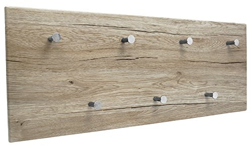 My-goodbuy24 Garderobe Wandgarderobe mit 7 Kleiderhaken Wandpaneel Flurgarderobe Garderobenpaneel Garderobenleiste MDF Eiche Hell/Trüffel Eiche/San Remo (Eiche San Remo)