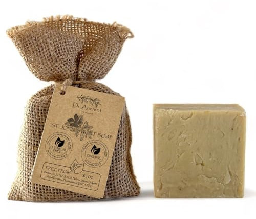 Dr.Ancient Kantaron Saponetta all'erba di San Giovanni Organico Naturale Vegano Fatto a mano tradizionale Antico - Efficace per irritazioni da pannolino,