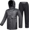 ILM Motorcycle Rain Suit Waterproof Men 2 Set Jacket and Trousers Motorbike Fishing Rain Gear Resistant Protective 6 Pockets RS02,Gray-men,S