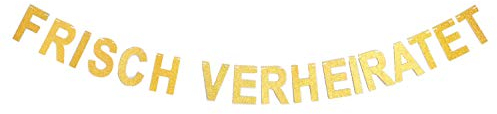 Andgo Just Married Banner für Familie Party Dekoration Photo Booth Props Frisch Verheiratet Banner