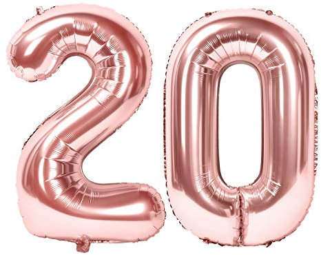 Siumir Numero Palloncino Numero 20 Oro Rosa Foil Palloncino Gigante Palloncino Digitali Decorazione Festa di Compleanno