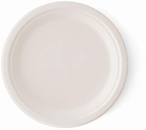 PAPPERI® 50 Piatti Piani cm 22, biodegradabili e compostabili, in Fibra di Canna da Zucchero Naturale, Estremamente rigidi e Resistenti, ideali in casa, catering e ricevimenti