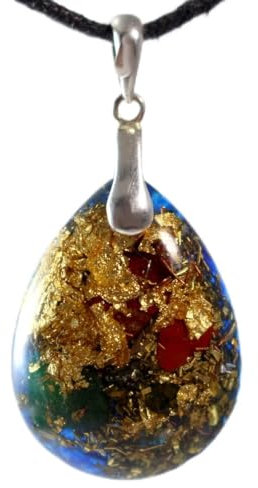 Orpanit® Orgonit Erzengel Michael dunkelblau Tropfen Anhänger 925er 6. Chakra I 100% echtes Orgonit Amulett I Schutz bei EMF, 5G, Haarp, Funkstrahlung I echte Orgonenergie für mehr Harmonie