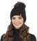 VIVISENCE Wintermütze Mit Bommel Damen Perfekte Passform Warmes Bommelmütze Herbst Frauen Mütze Für Winter Aufgerolltem Design Für Extra Wärme Ideal Für Kalte Wintertage Modell, Schwarz,Einheitsgröße