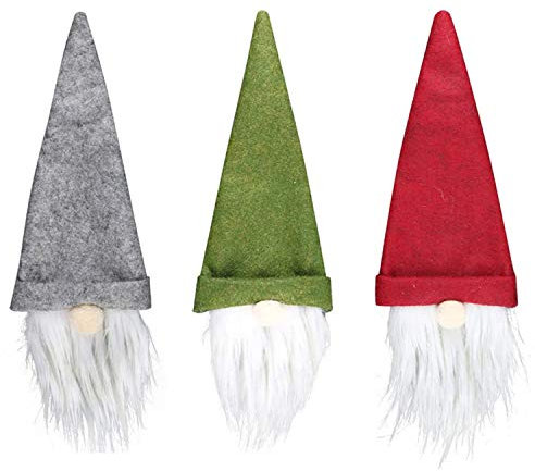 3 Pack Christmas Gnomes Wine Bottle Cover - Handmade Swedish Santa Claus Toppers for Xmas Party Decorations, Dinner Table Decor