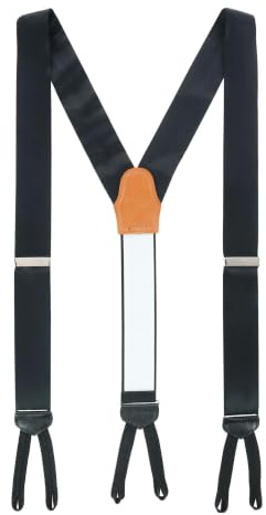 Trafalgar Men's Sutton Solid Color Silk Formal End Braces (Suspenders), Black