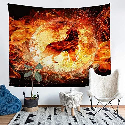 Tbrand Wolf Wandteppich 130x150cm Safari Wilddruck Wandbehang für Kinder Jungen Mädchen Mars Tiermuster Raumdekoration Tapisserie Heulender Wolf