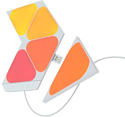 Nanoleaf Shapes Mini Triangle Starter Kit, 5 Smarten Dreieckigen Mini LED Panels RGBW - Modulare WLAN 16 Mio. Farben Wandleuchte Innen, Musik & Bildschirm Sync, Funktioniert mit Alexa, Deko & Gaming