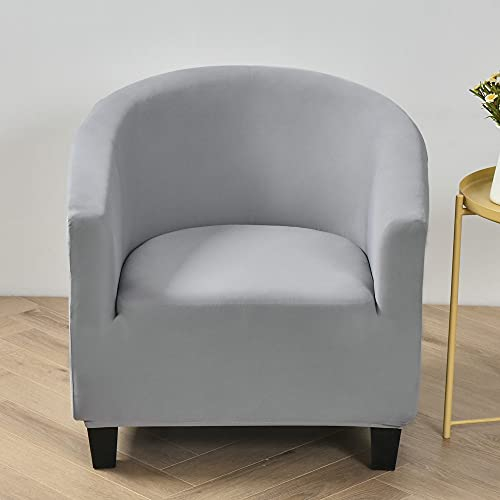 Highdi Sesselschoner Sesselüberwurf mit Elastisch Stretch Husse, Club Chair Einfarbig Schonbezug Sofabezug mit hoher Dehnung Sessel für Clubsessel Loungesessel Cocktailsessel (hellgrau)