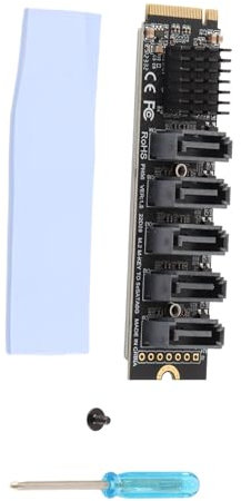 Adapterkarte PCIE M.2 zu SATA3.0 Laufwerk Freier Festplattenkonverter Uplink PCIE3.0 X2 16 Gbit/s Downstream 5 SATA3.0 6 Gbit/s für OS X für Llinux für …