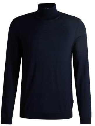 BOSS Herren Musso-P Slim-Fit Rollkragenpullover aus extrafeiner Merinowolle Dunkelblau XXL