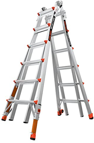 Revolution 2.0, Model 26 - ANSI Type IA - 300 lb Rated, Aluminum Articulated Extendable Ladder with TIP & Glide Wheels and Ratchet Levelers