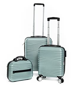Lot de 2 Valises Extensibles rigides + 30% de Volume + Vanity - Lys Paris (Menthe)