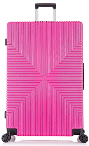 DK Luggage 28 Large Lightweight Hard Shell Suitcase 4 Wheel Spinner Luggage ABS-30 Pink