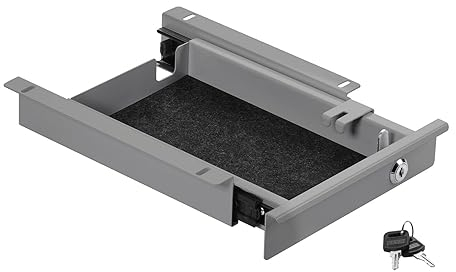 CAVO Dokumentenschublade aus Stahl 220 mm grau, abschließbar, mit Kabeldurchführung, Unterbau-Schublade für Schreibtische von SOTECH