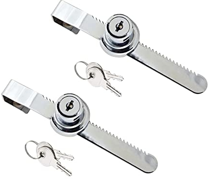 TERF® Heavy Duty Polished Chrome Sliding Glass Door Lock with Key Set Drawer Display Case Showcase Security Ratchet Locks Glass Cabinet Lock - Pack of 2
