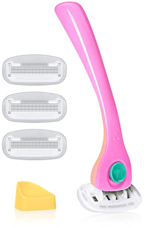 Billie Rasierer für Frauen Rasierset - Damenrasierer + 4 x 5-Klingen-Rasierer-Nachfüllungen + Magnethalterung - Malibu