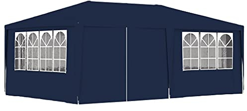 HOMIUSE Profi-Partyzelt 4x6 m Blau 90 g/m² Pavillon Faltpavillon Gartenpavillon Grillpavillon Verkaufsstand Gartenlaube Party Zelt Groß Bierzelt Faltzelt Faltbar Grill Pavillions mit Seitenwänden
