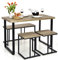 COSTWAY Dining Table and 2 Stool Set with 1 Bench, 4 Pieces Industrial Breakfast Table Chair Set with Reinforced Bar, Metal Frame Dining Room Furniture for Home Kitchen, Oak Grey