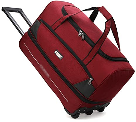 LAJUU Erweiterbare Reisetasche Mit Rädern, Große Kapazität, Tragbares Handgepäck, Tragekoffer, Unisex-Erwachsene, Reise-Trolley, Outdoor-Wochenendtasche for Frauen Und Männer (Farbe : rot, Size : M)