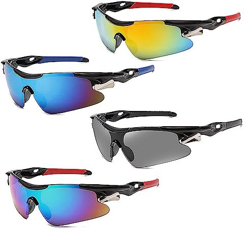 4Pack Polarized Sports Sunglasses Set, Protection Cycling Glasses for Men Women,Fashion Wraparound Windproof Light Sunglasses Glasses for Cycling Fishing Running Golf Hiking