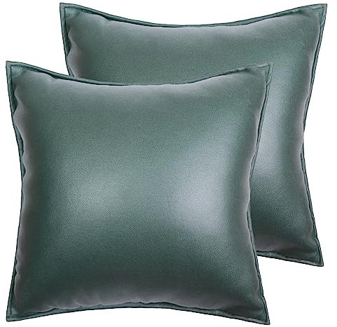 LAT 2 Set Kunstleder Kissenbezug 40x40cm Dekorative Überwurf-Kissenbezüge, Wasserdicht, Langlebig, Kissenhülle für Sofa, Couch, Bett, Stuhl, Autositz (Teal Blue)