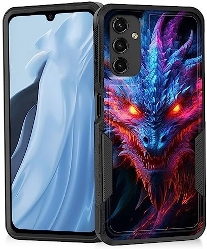 Vobber Schutzhülle für Galaxy A14 5G, strapazierfähig, doppellagig, Hybrid-Hartplastik, weiches Gummi, stoßfest, robuste Schutzhülle für Samsung Galaxy A14 5G 6,6 Zoll 2023, wütender Drache