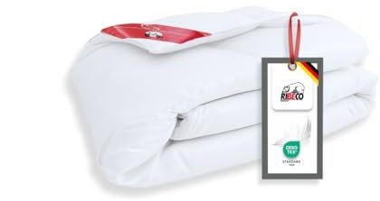 RIBECO GERMANY Daunenbettdecke Johanna 200x200 cm –kuschelige Daunendecke, Bettdecke mit Kasettensteppung, allergikerfreundlich, Made in Germany, Wärmeklasse: normal