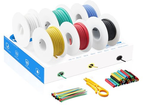 Cable eléctrico de silicona- 16 AWG 1,3mm² Kit de alambre flexible de alambre eléctrico 6 colores (3 metros cada uno) para aviones RC DIY, vehículo RC,electrodomésticos,medidores Ect