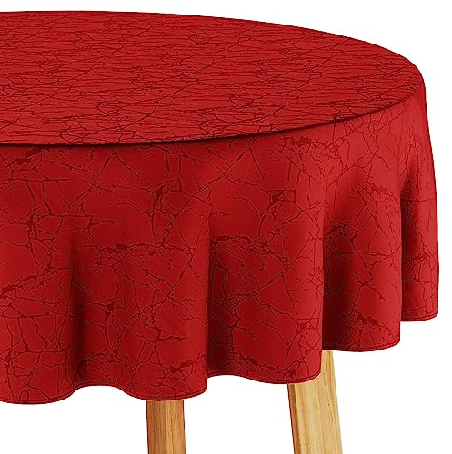 Filumi Tischdecke 140x180 cm oval Rot Abwaschbar Für Indoor Outdoor Marmormuster Manil