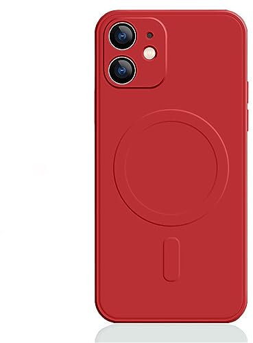 Mixroom - Custodia Cover per iPhone 12 Mini in TPU Silicone Morbido Compatibile con MagSafe Accessori con Cerchio Magnetico Integrato Rosso