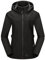 Outdoor Ventures Damen Softshelljacke Kurze Gefütterte Wasserdichte Übergangsjacke mit Abnehmbarer Kapuze Regenjacke Funktionsjacke Outdoor Regenmantel für Wandern Laufen Sporten Schwarzkariert L