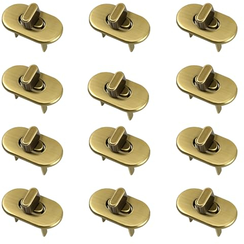 Niboken Fermoir Tourniquet Sac a Main Fermeture Cartable Twist Turn Lock Boucle Serrures pour à Dos Porte Monnaie Valise Création Accessoires DIY Bricolage (12 Pièces)