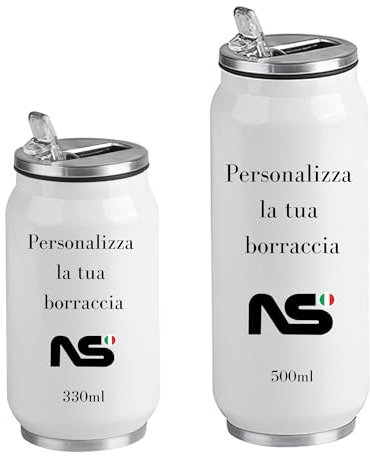 Borraccia Lattina Termica Personalizzata [Capacità a Scelta] 330ml - 500ml Borraccia in Acciaio Termica | NS Bandiere (500ml)