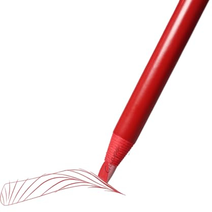 6 stück Permanent Makeup Augenbrauenstift Rot Wasserdicht - 5mm Harter Kern zum Abziehen - Roter Microblading Stift für Tätowierte Lippen (Rot)