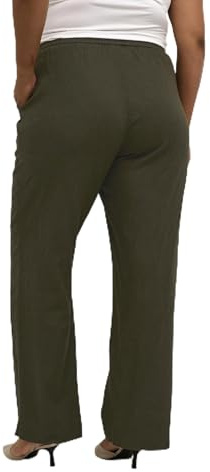 Kaffe Curve Damen Plus-Size Women's Pants Cropped Length Casual Fit Elastic Waist Hose, Forest Night,