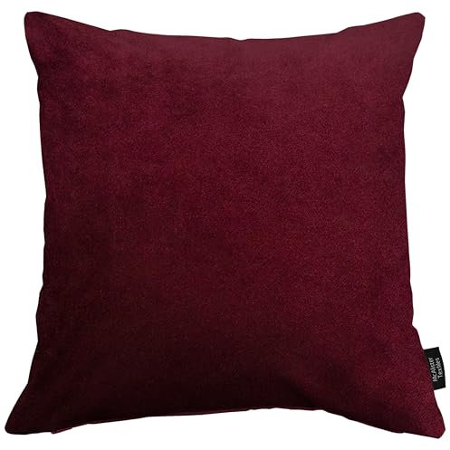 McAlister Textiles Matt Velvet Knife Edge Cushion Covers - Wine Red 43 x 43 cm - Plush Decorative Throw Pillows Machine Washable & Fade Resistant