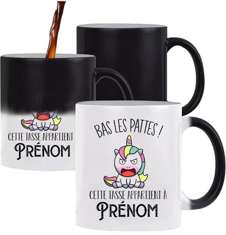 Tasse Prénom personnalisable bas les pattes | Mug idée cadeau personnalisée collègue de travail famille amis (Tasse Magique, Licorne)